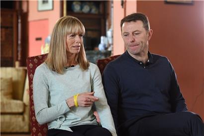 Die Eltern des verschwundenen britischen Mädchen Madeleine « Maddie» McCann, Kate und Gerry McCann, geben der BBC in der Prestwold Hall ein Interview.
