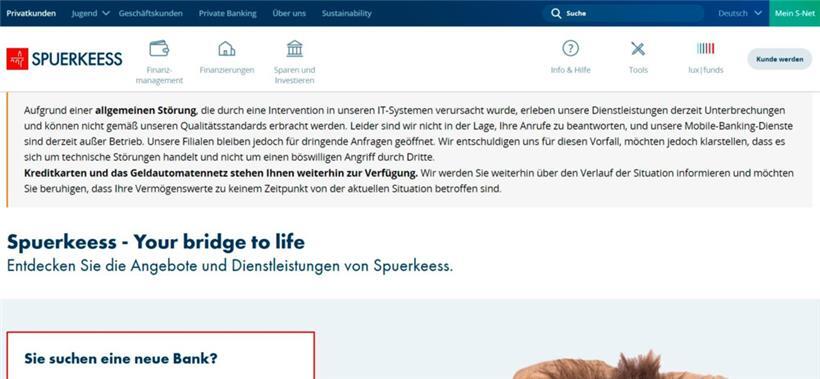 Die Fehlermeldung der Sparkasse
