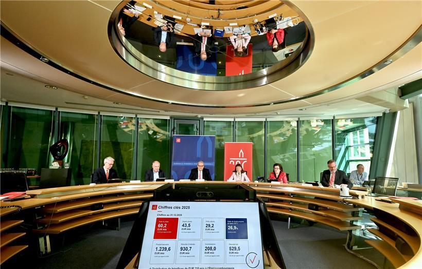 Führungsmannschaft der Spuerkeees mit Romain Wehles, Aly Kohl, Françoise Thoma, Camille Fohl, Doris Engel und Olivier Wantz.