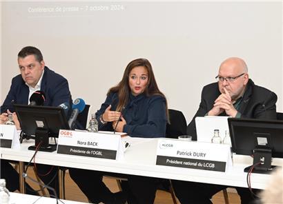 Die Gewerkschaftspräsidenten Nora Back und Patrick Dury wollen eine gemeinsame Front bilden, um einen Rentenabbau zu verhindern 
