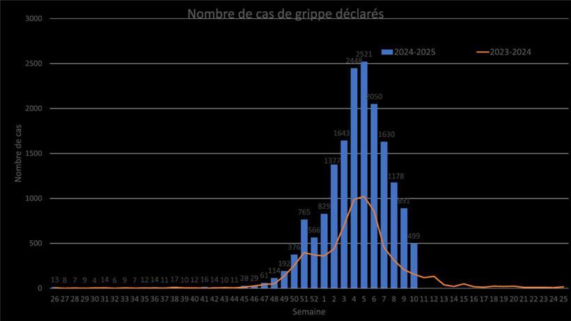 Die Grippezahlen sind im Vergleich zur Vorwoche um 44 Prozent gesunken
