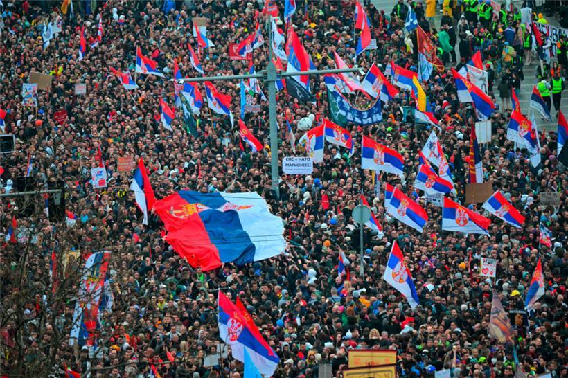 Die Großdemonstration fand am vergangenen Sonntag in Belgrad statt
