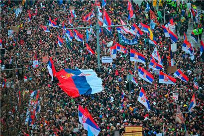 Die Großdemonstration fand am vergangenen Sonntag in Belgrad statt
