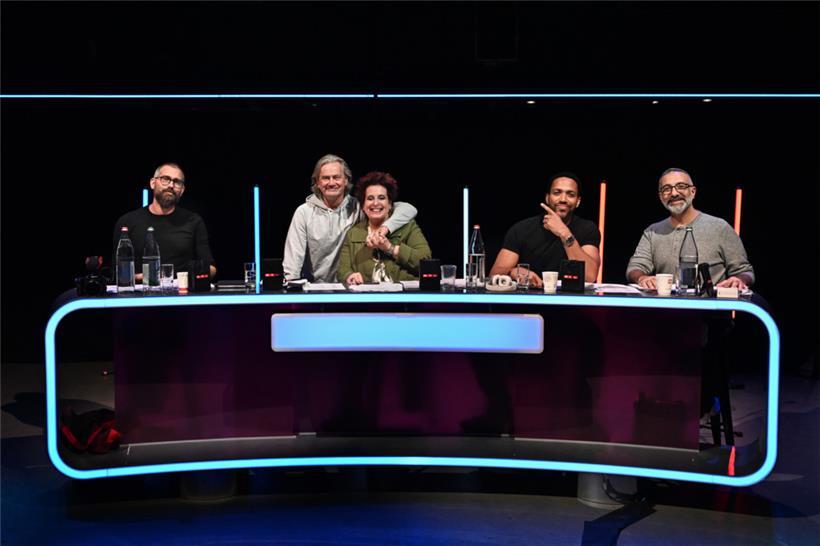 Die Jury für Luxemburgs Auditions (v.l.): Jan Bors, Christer Björkmann, Tali Eskholi, Cesár Sampson und Alex Panayi
