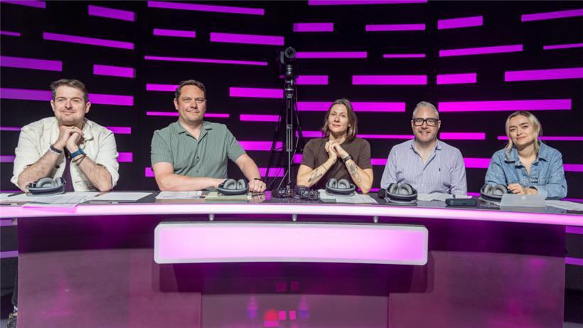 Die Jury für den Vorentscheid des LSC 2026: Ludovic-Alexandre Vidal, Gísli Berg, Karin Gunnarsson, Paul Jordan, Elsie Bay
