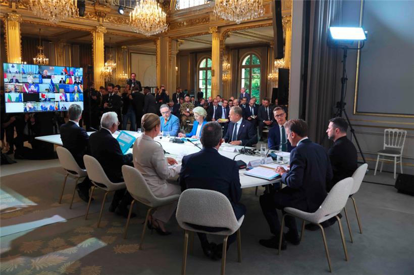 Die Koalition der Willigen in Paris: Luc Frieden war per Video zugeschaltet
