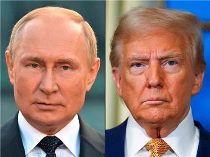 Die Kombo aus Archivbildern zeigt den russischen Präsidenten Wladimir Putin (l) und US-Präsident Donald Trump (r)
