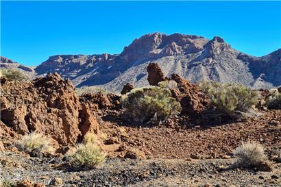 Die Landschaft in der Caldera am Vulkan Teide in Teneriffa, Spaniens höchstem Berg
