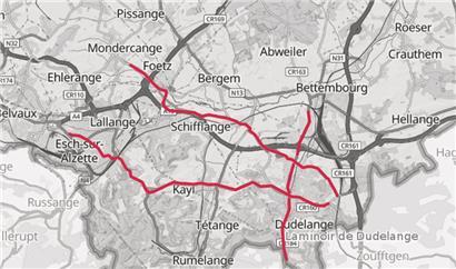Die Messungen werden entlang der roten Linien durchgeführt
