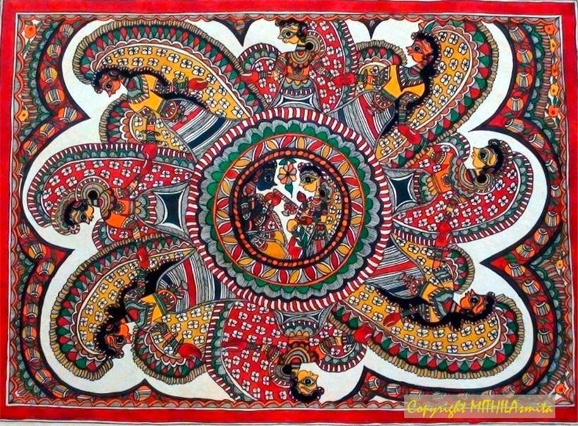 Die NGO SAATH bietet den Musahar-Frauen u.a. eine Ausbildung im Bereich der farbenfrohen Mithila-Kunst an
