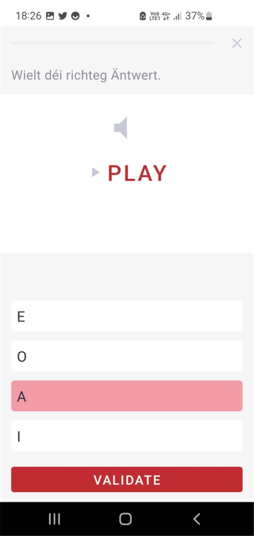 Die Nutzer hören sich erst ein Audio-Clip an und müssen dann die passende Antwor...
