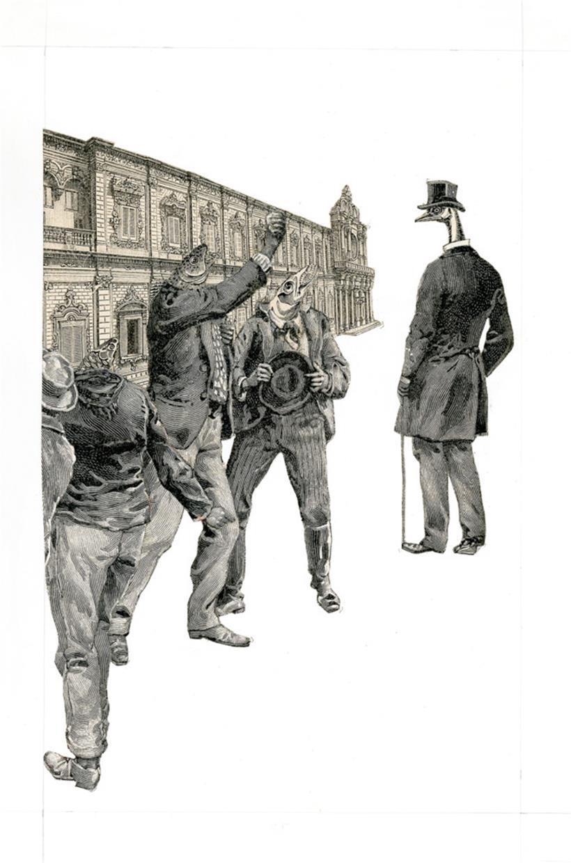 „Die Parabel vom Wasserbecken“, Collage (1986) aus dem gleichnamigen Publikationsprojekt von 2025
