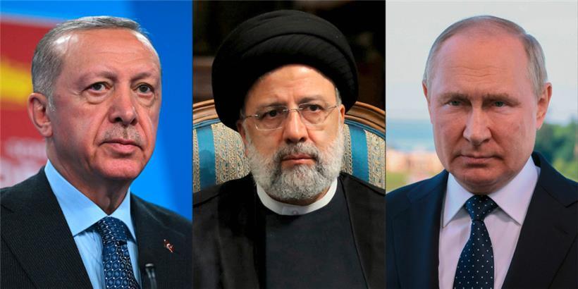 Die Präsidenten Recep Tayyip Erdogan, Ebrahim Raisi und Wladimir Putin werden am Dienstag unter anderem darüber beraten, ob die Türkei eine Offensive gegen Gegner des syrischen Machthabers Baschar al-Assad führen darf
