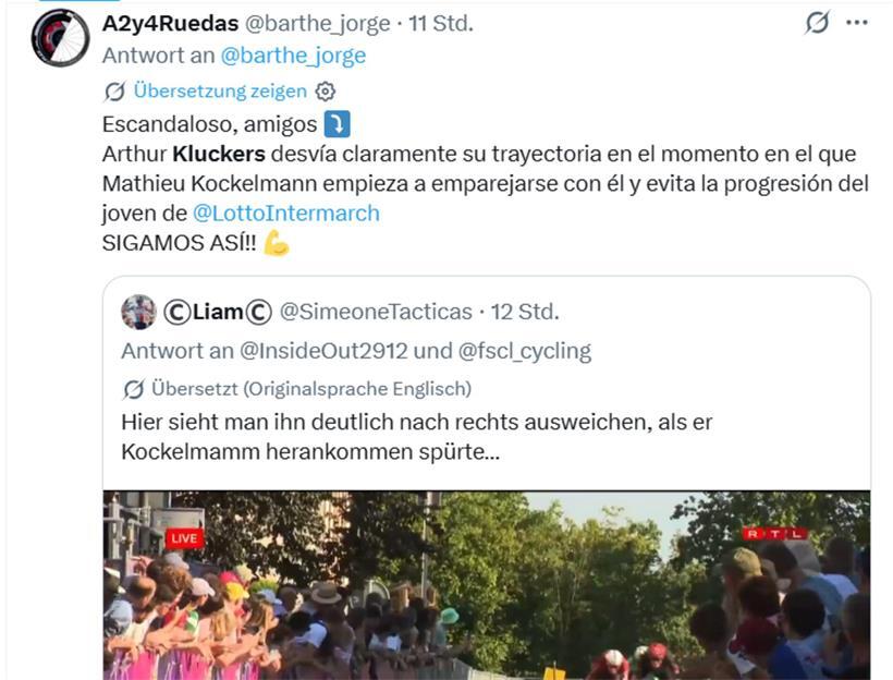 Rad-Landesmeisterschaft: Arthur Kluckers blockiert Mathieu Kockelmann bei Rennen, Kritik von A2y4Ruedas aus Madrid.