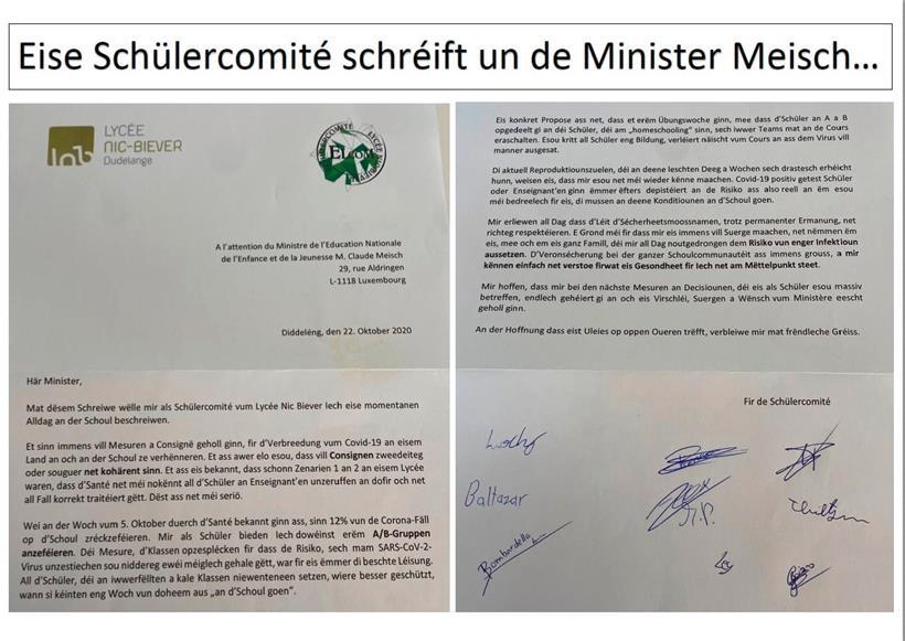 Die Schüler des Lycée Nic Biever wehren sich gegen die Handhabung der Pandemie in den Schulen
