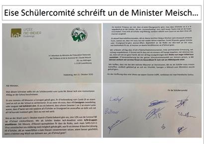 Die Schüler des Lycée Nic Biever wehren sich gegen die Handhabung der Pandemie in den Schulen
