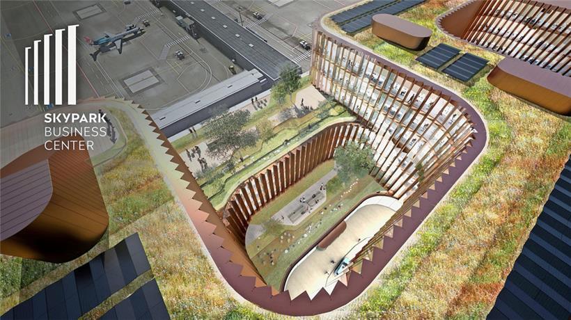 Die Sicht von oben auf das künftige Skypark Business Center
