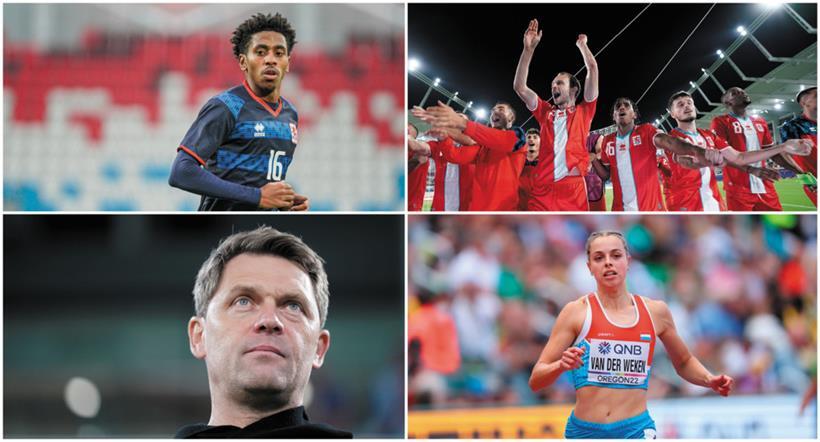 Die Sieger: Leandro Barreiro, die Fußballnationalmannschaft, Patrizia van der Weken und Luc Holtz (im Uhrzeigersinn)
