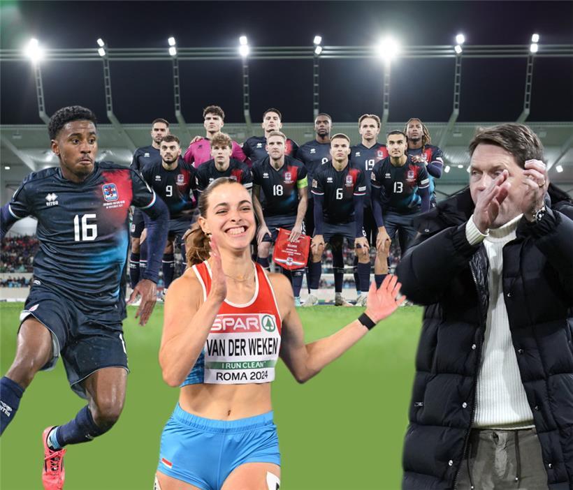 Die Sieger des Vorjahres: Leandro Barreiro, Patrizia van der Weken, die Fußball-Nationalmannschaft und Luc Holtz
