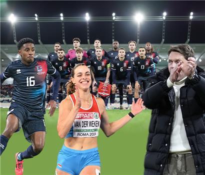 Die Sieger des Vorjahres: Leandro Barreiro, Patrizia van der Weken, die Fußball-Nationalmannschaft und Luc Holtz
