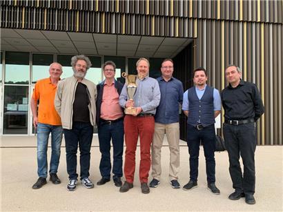 Die Siegermannschaft: Paul Oberweis, Alberto David, Michael Wiedenkeller, Serge Brittner, Claude Wagener, Vasile Carafizi, Aleksandar Berelovich (v.l.n.r.)
