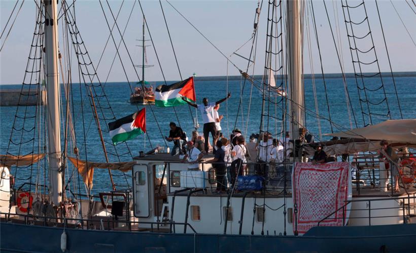 Die „Sirius“, eines der Schiffe der sogenannten Gaza-Hilfsflotte, legte am 1. September im Hafen von Barcelona ab
