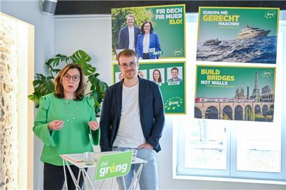 Die Spitzenkandidaten Tilly Metz und Fabricio Costa haben am Freitagmorgen den Europawahlkampf der Grünen lanciert
