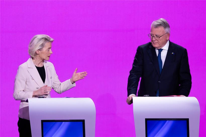 Die Spitzenkandidaten Ursula von der Leyen (l.), für die Europäische Volkspartei, und Nicolas Schmit, für die Sozialdemokratische Partei Europas
