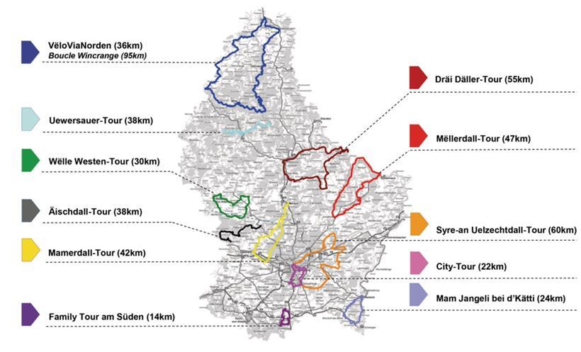 Die Strecken des „Vëlosummer 2022“

