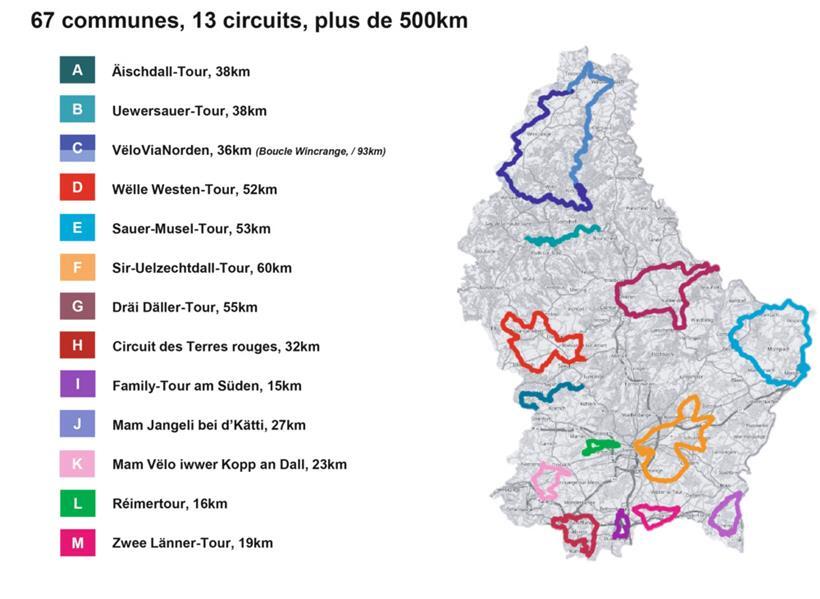 Die Strecken des „Vëlosummer“ 2024
