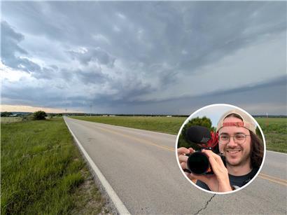 Superzelle mit rotierender Wolkenformation zieht warme Luft aus dem Süden ins Zentrum des Sturms