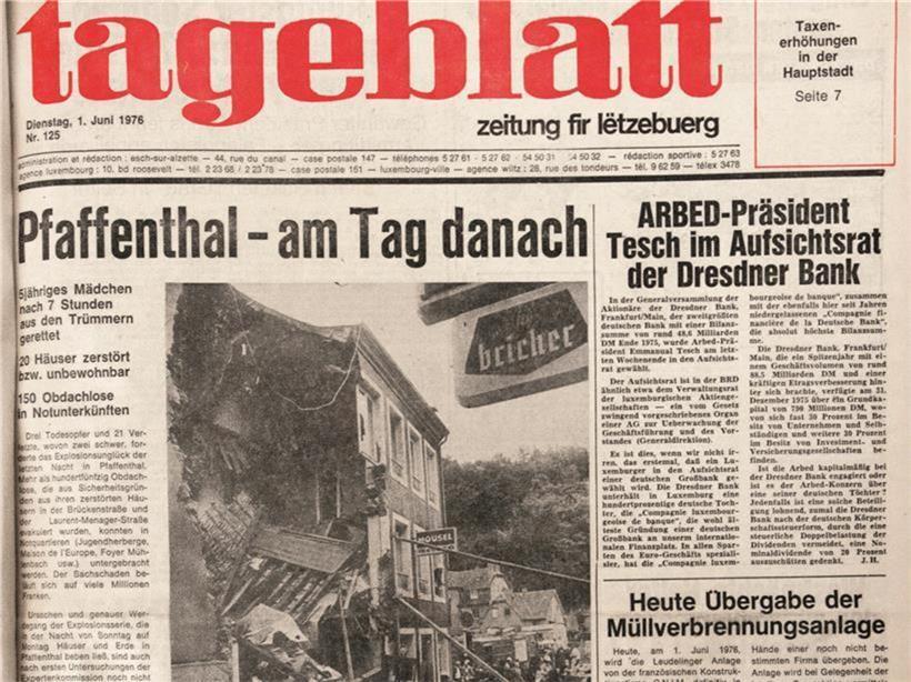 Die Tageblatt-Ausgabe vom 1. Juni 1976 – also zwei Tage nach der Katastrophe