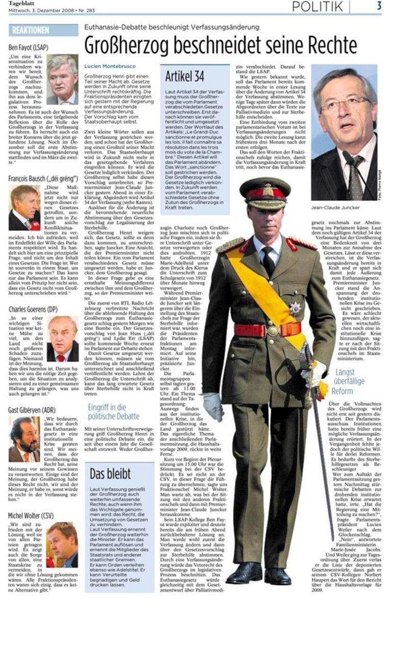 Die Tageblatt-Berichterstattung zur Euthanasie-Debatte
