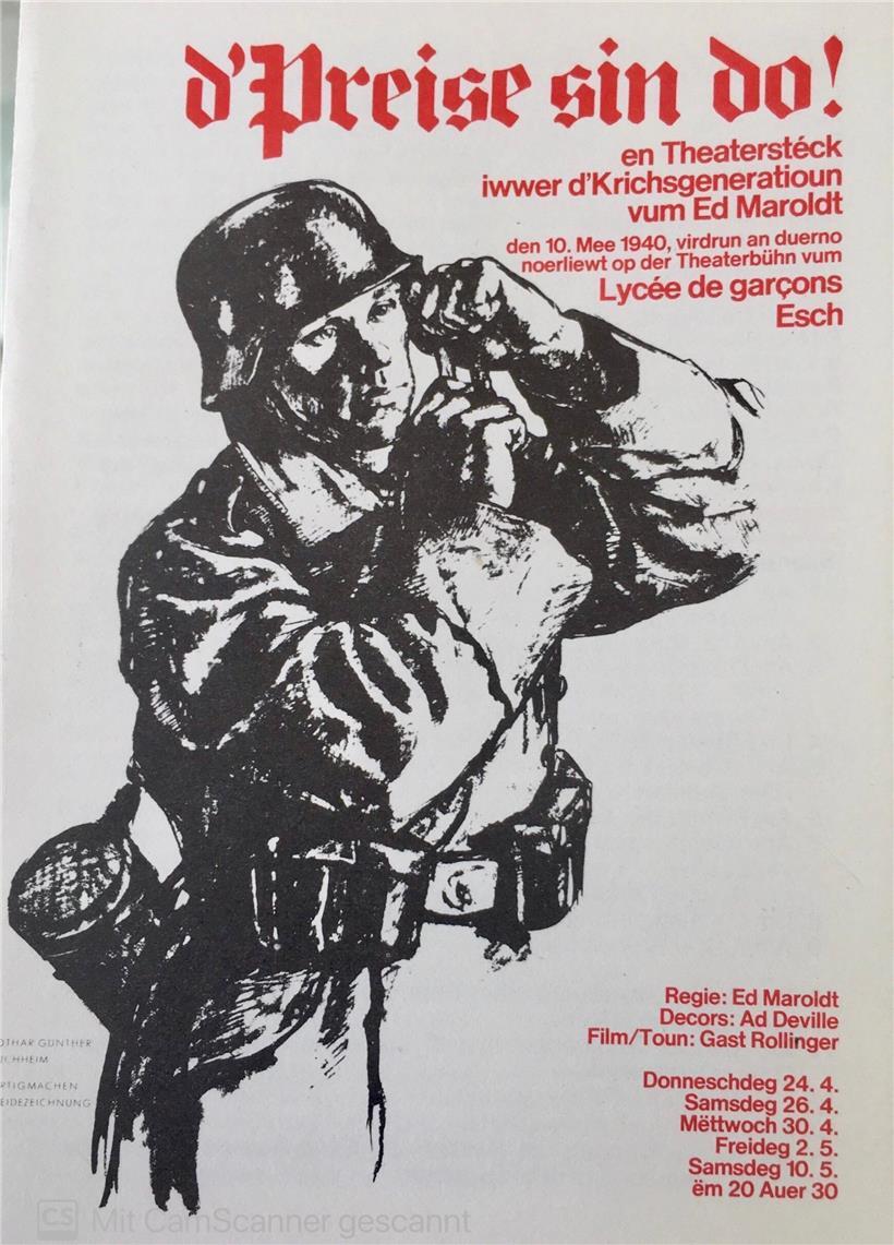 Die Titelseite des Programmheftes „D’Preise sin do!“: 40 Jahre nach dem Einmarsc...