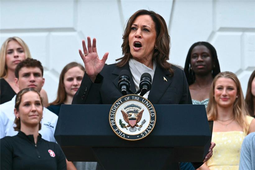 Die US-Vizepräsidentin Kamala Harris gestern bei einem Auftritt in Washington
