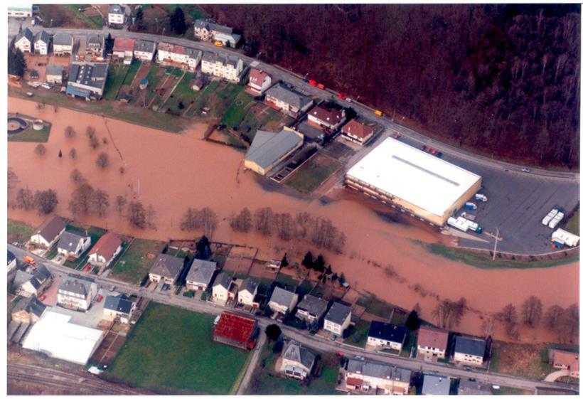 Die Überschwemmungen im Juni 2018 setzten weite Teile der Ortschaft Bissen unter Wasser
