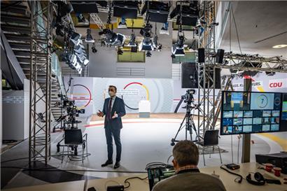Die Vorbereitungen für den rein digitalen CDU-Parteitag im Konrad-Adenauer-Haus laufen

