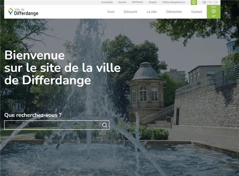 Screenshot der Webseite von Differdingen nach dem Cyberangriff im April, Sicherheitsvorfall und IT-Schutzmaßnahmen sichtbar