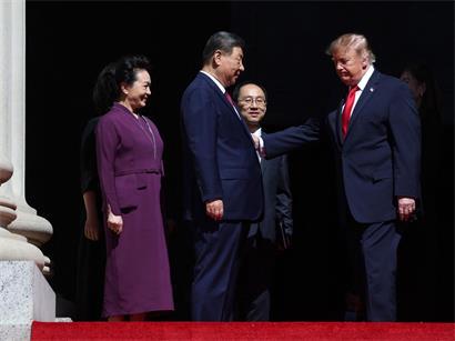 Die beiden Präsidenten Trump und Jinping beim chinesischen Staatsbesuch in den USA