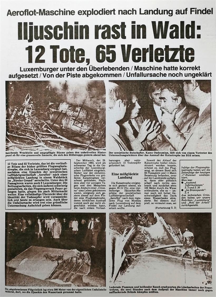 Die erste Seite des Tageblatt vom 30. September 1982. In der Unfallnacht gingen die Behörden noch von wesentlich mehr Opfern aus.   

