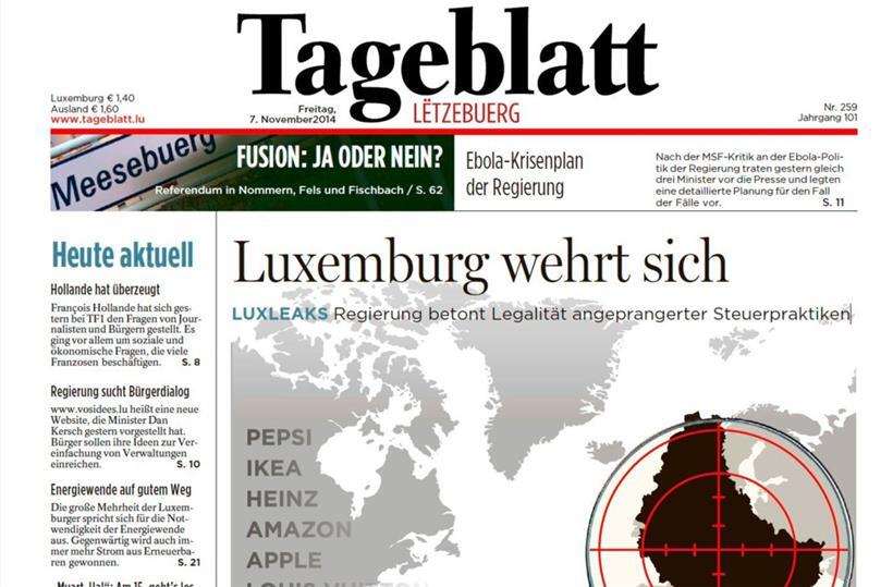 Die erste Seite des Tageblatt vom 7. November 2014
