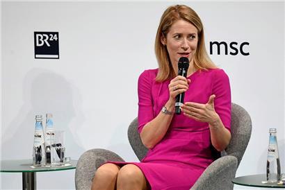 Die estnische Regierungschefin Kaja Kallas besuchte die Münchener Sicherheitskonferenz
