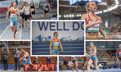 Die fünf luxemburgischen Athleten bei der Hallen-EM: Charel Grethen, Vera Hoffmann, Victoria Rausch, Bob Bertemes und Patrizia van der Weken
