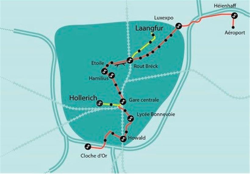 Die geplanten Strecken in Gelb
