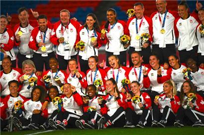 Die kanadischen Fußballerinnen holten bei den Olympischen Spielen 2021 Gold
