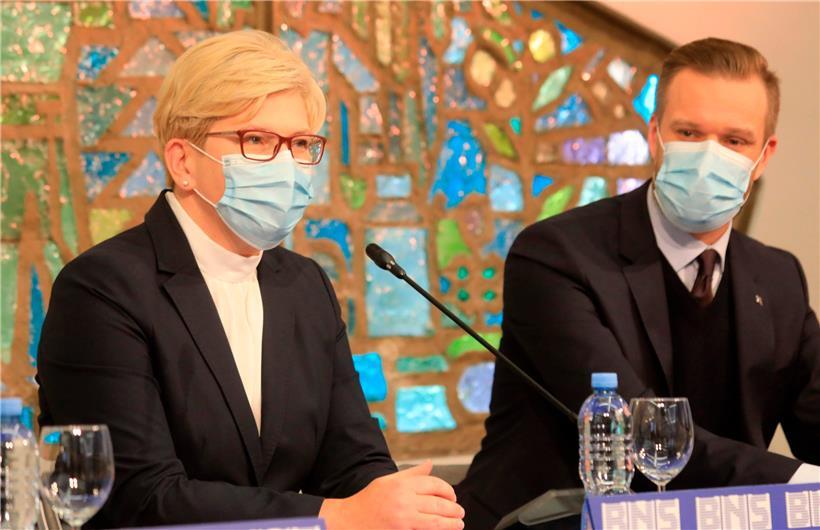 Die künftige litauische Regierungschefin Ingrida Simonyte (l.) und Parteichef Gabrielius Landsbergis
