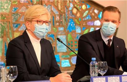 Die künftige litauische Regierungschefin Ingrida Simonyte (l.) und Parteichef Gabrielius Landsbergis
