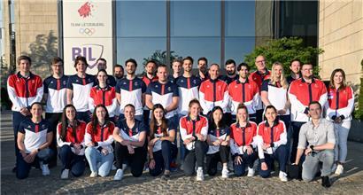 Die luxemburgische Delegation bei der Teampräsentation am 17. Mai (nicht alle Teilnehmer waren vertreten)
