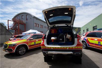 Die markanten Einsatzwagen der Notfallärzte sind weithin gut sichtbar
