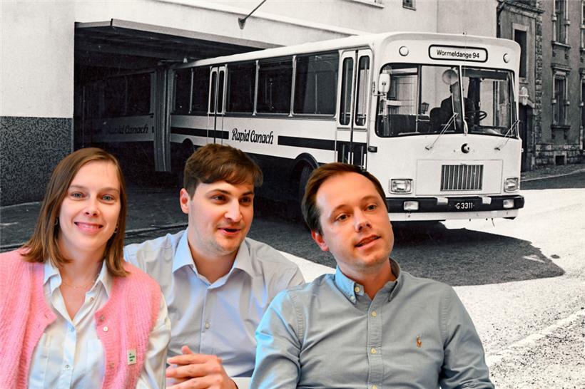 Die neue Generation der Direktion bei Emile Weber (v.l.n.r.): Catherine Havé (Touristik und Nachhaltigkeit), Emile Weber jun. (Personalchef), Philippe Heinisch (Fahrzeugvermietung mit und ohne Fahrer) 
